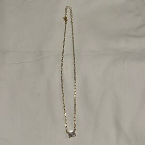 Rocksbox Elegant Gold Necklace with Square Cubic Zirconia Pendant EUC